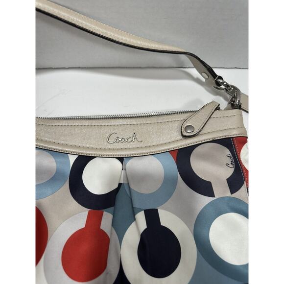 Coach Ashley Op Art Satin Multi Print Handbag Purse C1376-F23930 Shoulder Bag - Picture 4 of 16